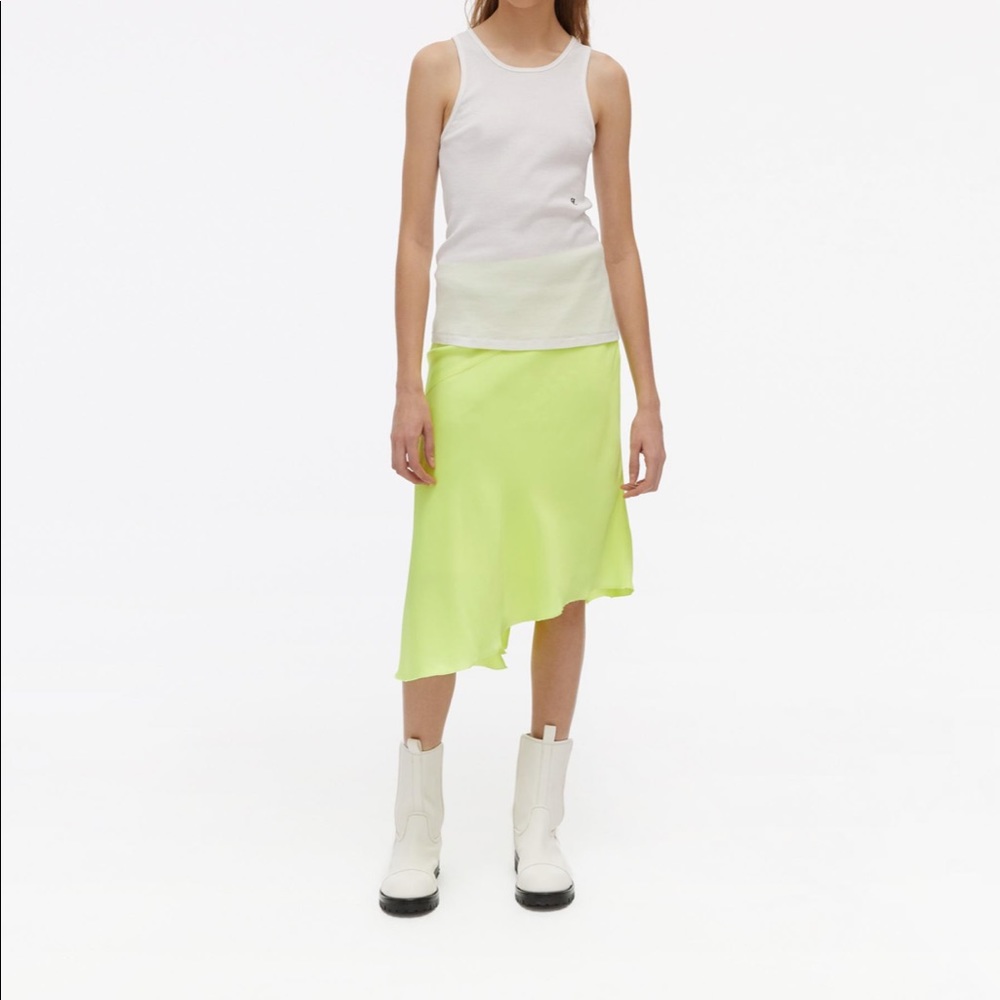 Helmut Lang Neon Yellow Midi Skirt